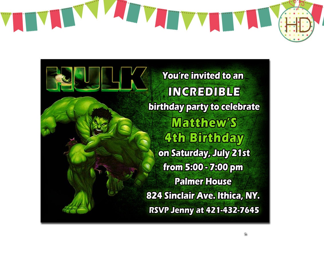 hulk invitation hulk birthday invitation hulk by hdinvitations