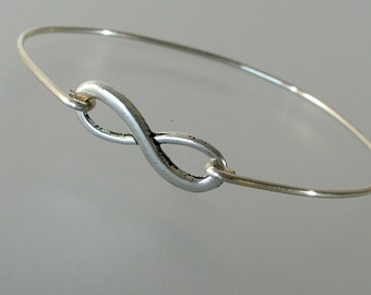 Silver Infinity Bangle Bracelet, Silver Bangle Bracelet, Silver Eternity Bracelet, Friendship Bracelet (149S..)