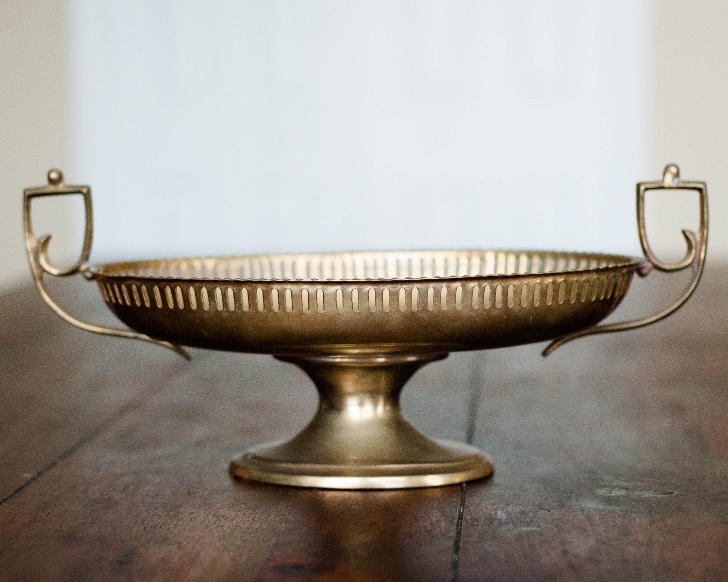 Vintage Brass Pedestal Bowl Art Deco Footed by WindstoneVintage