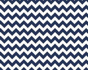 Chevron Navy Small - End Of Bolt - 1 Yard 6" - Riley Blake Chevron Cotton Fabric