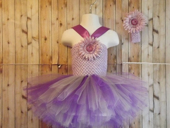 Purple and silver tutu dress with headband by TutusbyIzabella