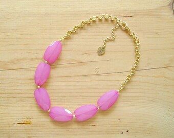 Pink statement necklace, Fuchsia statement necklace