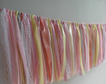 Sorbet Soft Party Banner, Decoration, Wedding Garland, Banner, Decoration, Ribbon, Fabric Garland, Bridal Shower, Baby Shower