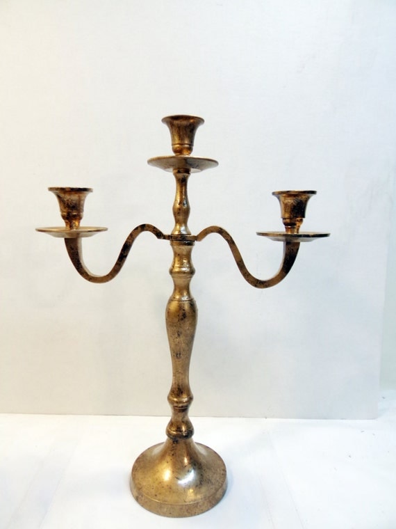 One Wedding Candle Candelabra 3 Arm Shabby Candle Holder