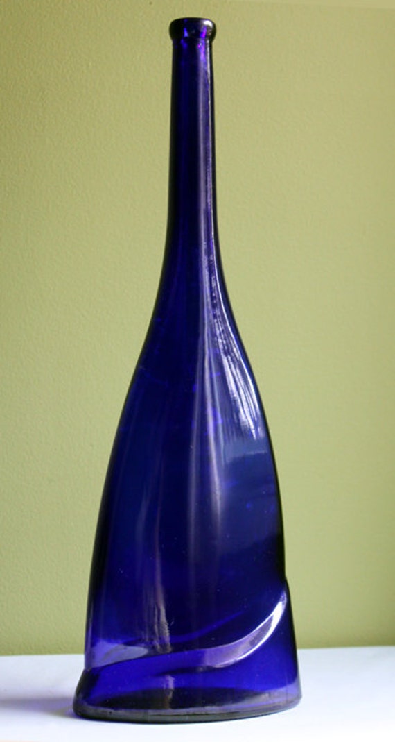 Decorative Bottle. Large Vintage Cobalt Blue Glass Bottle