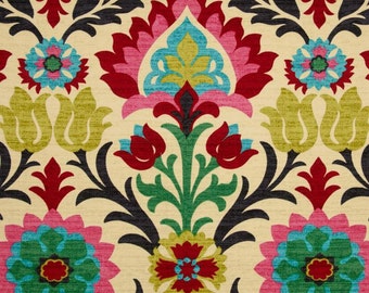 SHIPS SAME DAY Pink Floral Upholstery Fabric by the Yard - Mexican Floral Fabric - Floral Drapery Fabric - Cinco de Mayo Fabric