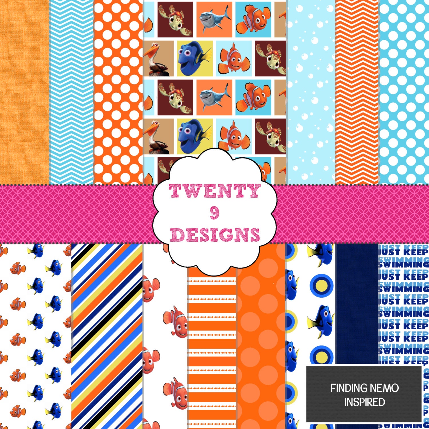 Finding Nemo Inspired Digital Paper Pack By Twenty9designs