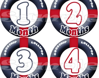 Month Baby stickers set Monthly Stickers Baby Milestone Stickers Nautical Baby Shower Gift Sailor Baby Boy Stickers Infant month stickers