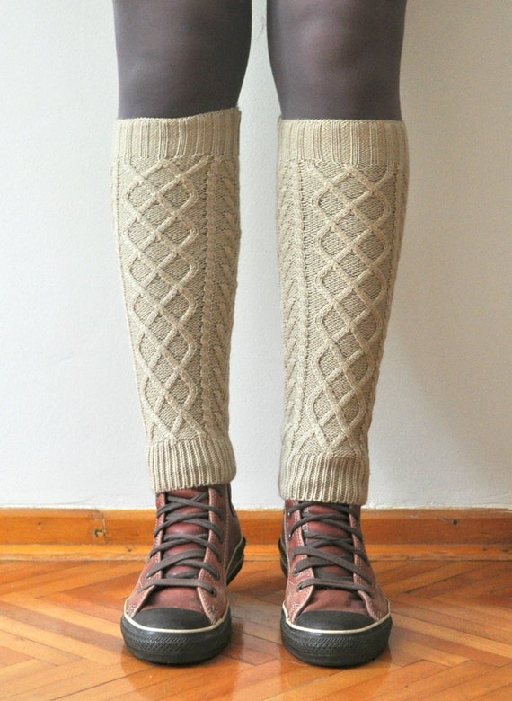 Cyber Monday SALE Beige Knitted Long Leg by DokumaAccessories