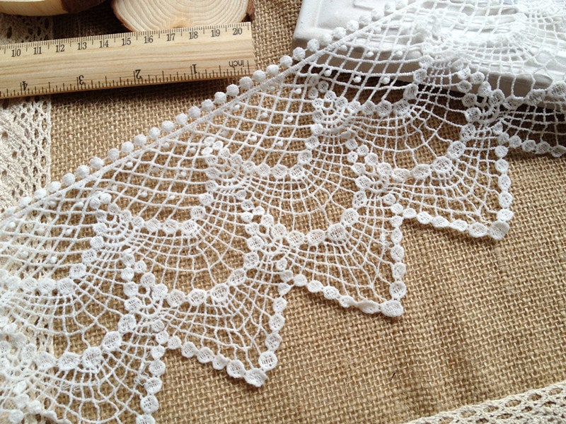 Cotton Lace Trim Vintage Crochet Lace White Hollowed Out Lace