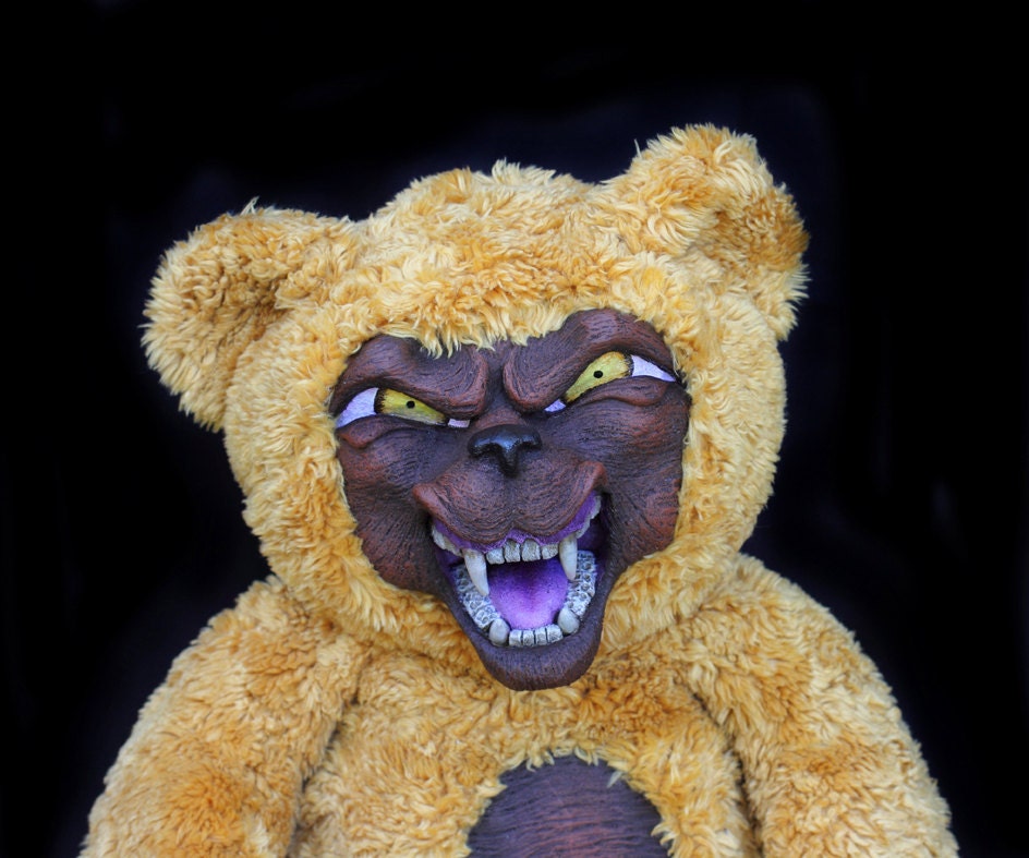 The Evil One scary handmade artist teddy bear