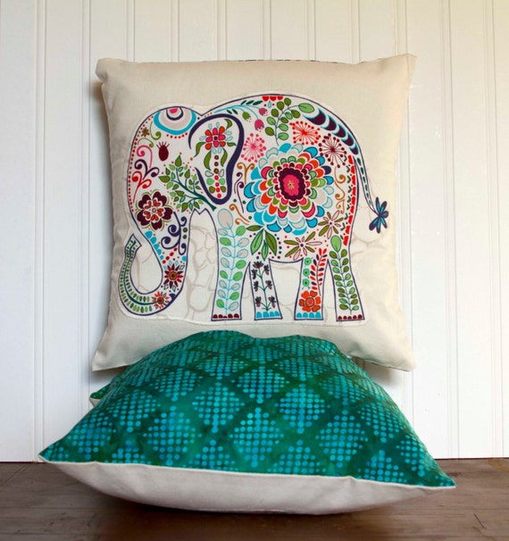 Elephant Pillow 12x12 Decorative Throw Pillow