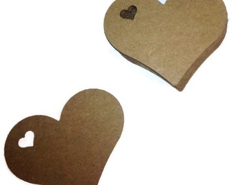 Small Heart Tags 100 - 2" x 1 3/4" - You Choose the Color