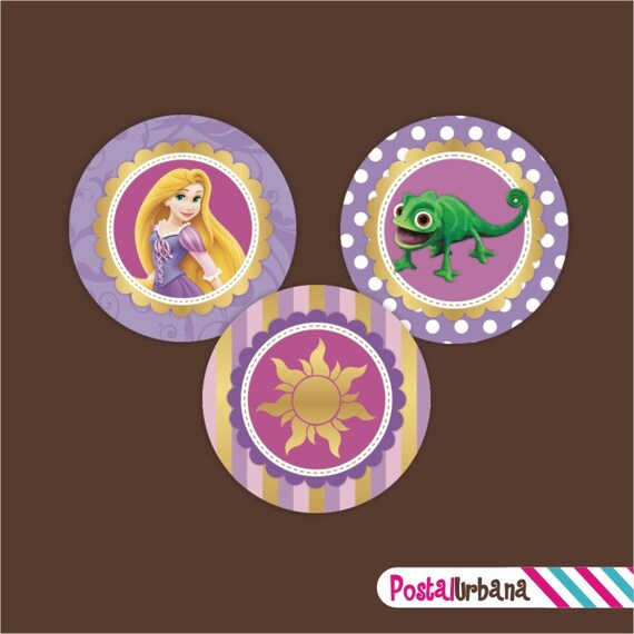 Imprimibles Toppers Cupcakes Rapunzel Cumpleaños Etiquetas