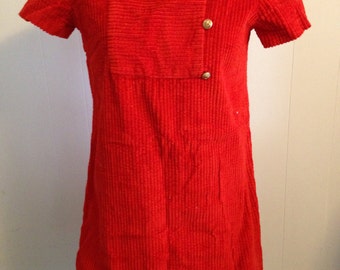 1960s Red Corduroy Mini Dress