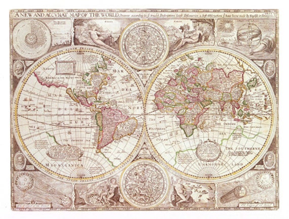 Fabric Yardage Antique World Map Fabric Crafting By Mapology