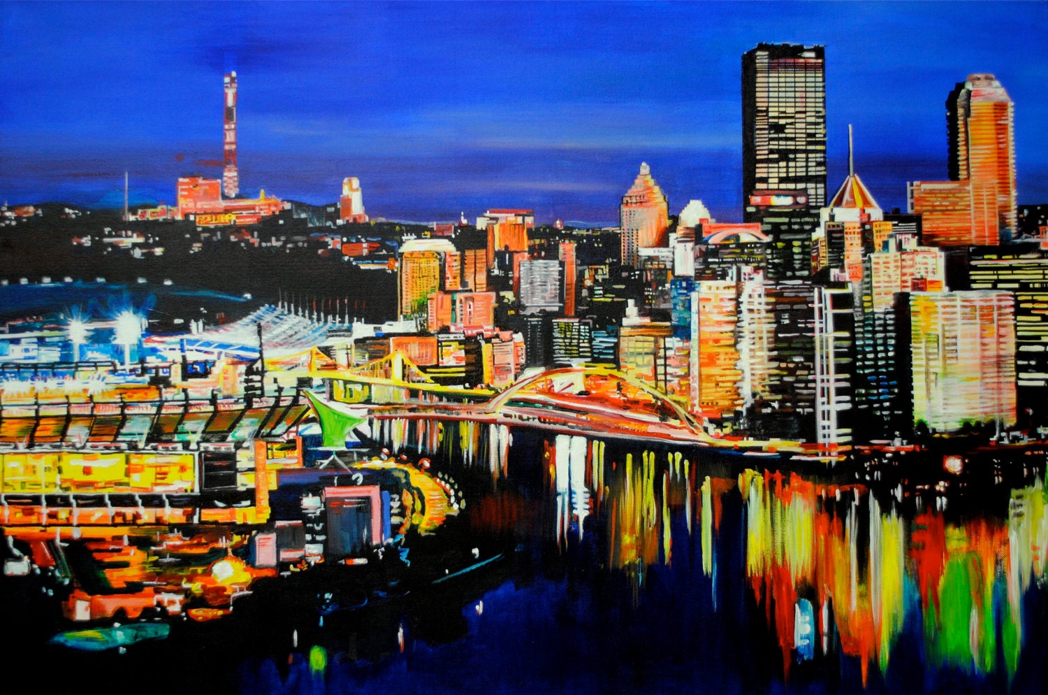 Art Print of Original Painting of the Pittsburgh Skyline