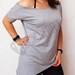 Off shoulder tunic asymmetric shirt t-shirt for women rock shirt gray