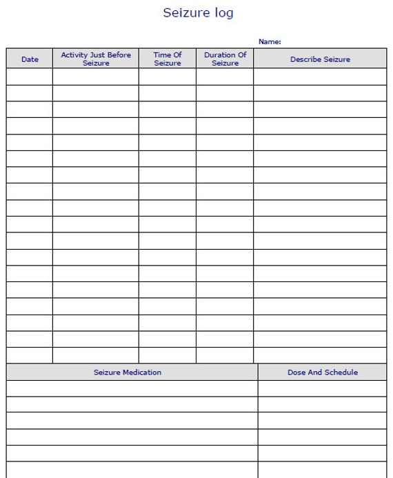 Fillable Digital Seizure Log PDF Digital Health Forms 