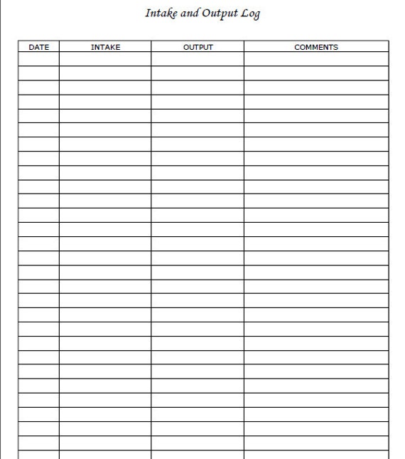 Urine Output Log Printable