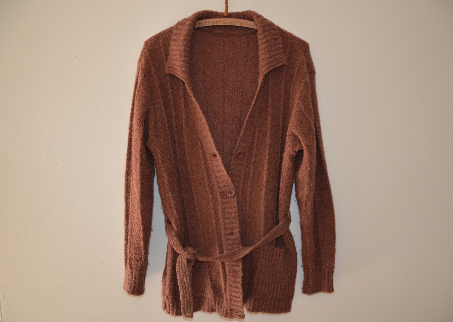 Vintage 80's Brown Sweater Coat / Wool Blend by IndividualsBodega