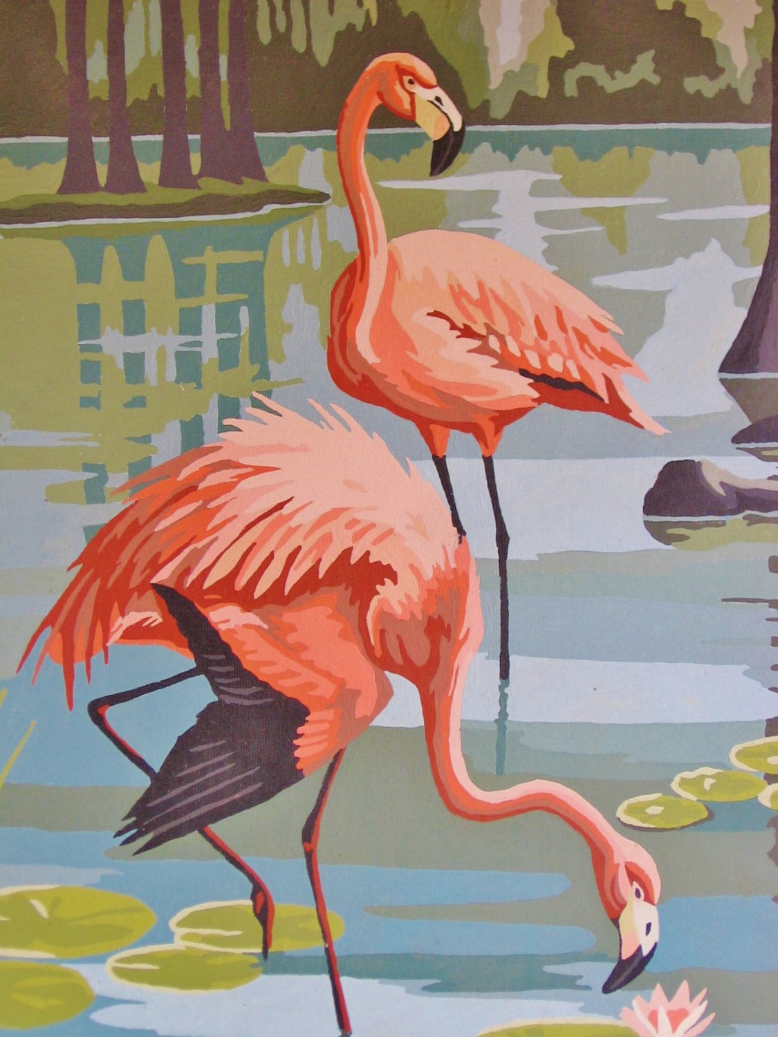 Original Pink Flamingo Painting MINT Paint by Numbers
