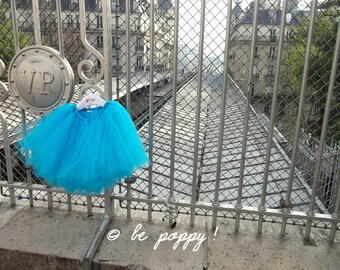 SHORT TURQUOISE TUTU skirt - Tea lenght Cyan tulle skirt - 8 layers sewn tutu - Custom - Adult tutu skirt - Girl tulle skirt - Flower girl
