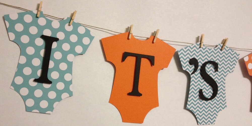 It's A Boy Baby Banner Mini Clothespin Baby Shower