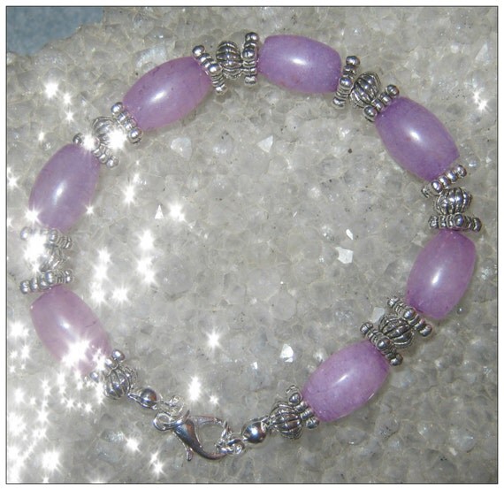 Handmade Silver Bracelet with Amethyst Rice by IreneDesign2011