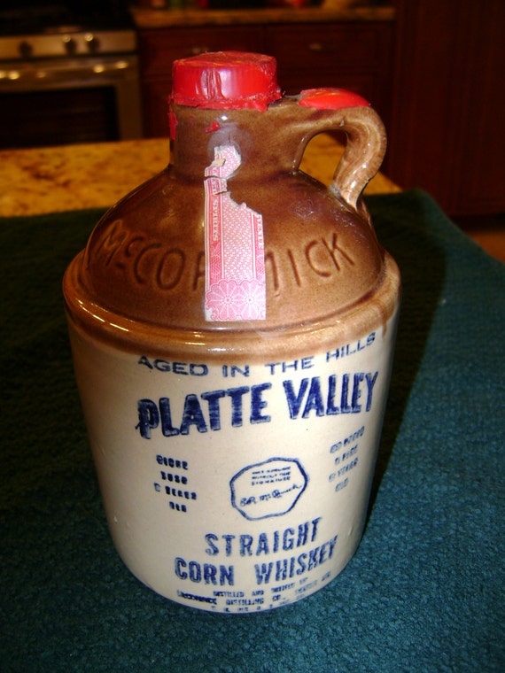 Platte Valley Corn Whiskey Stoneware Jug McCormick Liquor
