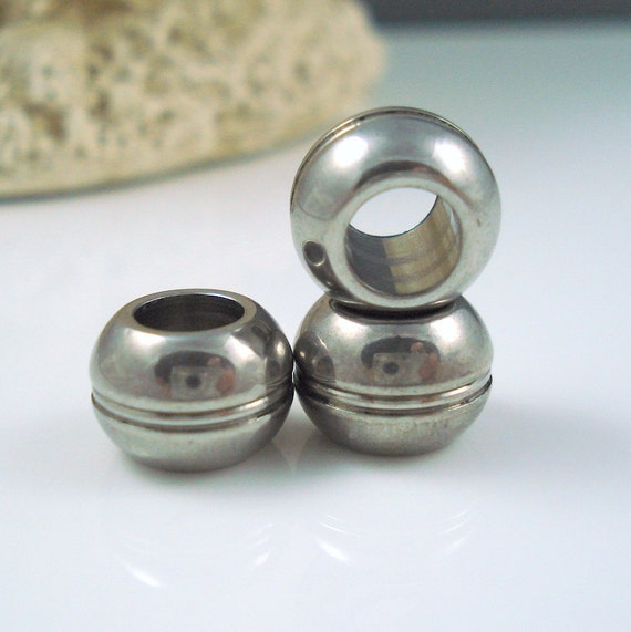 Stainless Steel Beads 6MM Hole Grooved Rondelle Bead for