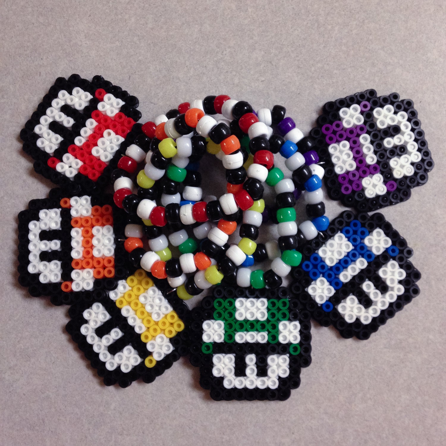 Rainbow Perler Bead Nintendo 1UP Mushroom by PegboardCreations