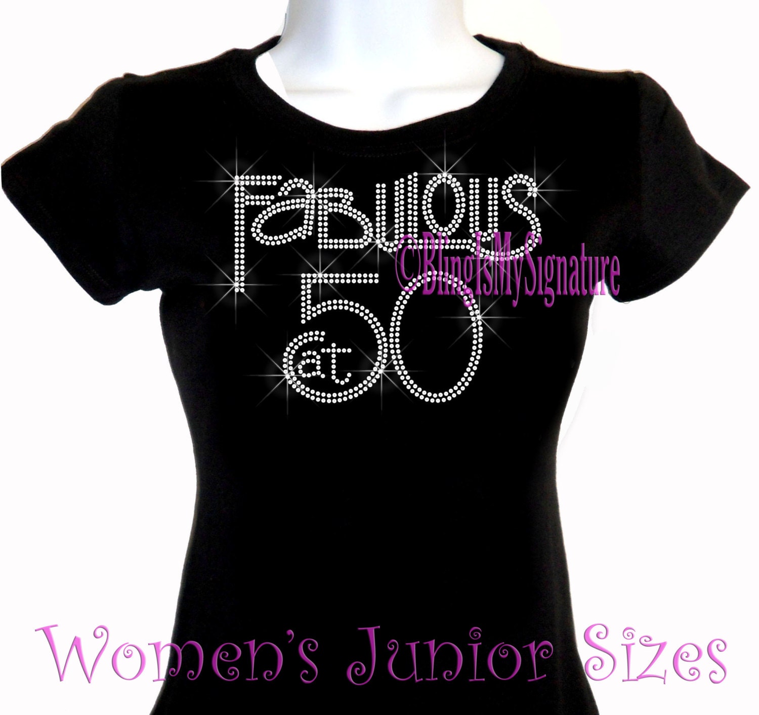 Fabulous At 50 Fifty Iron On Rhinestone T Shirt Bling