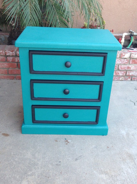 Modern teal and black nightstand