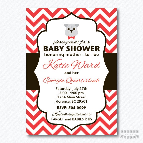 Georgia Bulldogs Baby Shower Invitations 2