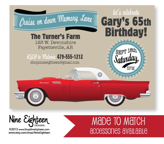 Classic Car Birthday Invitations 10