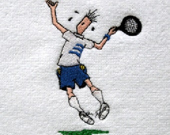 Mens Tennis Gift - Personalized Tennis Towel - Tennis Towel "Leaping Man" #085