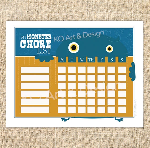 items-similar-to-printable-instant-download-monster-chore-chart-for-boy-and-girl-theme-toddler