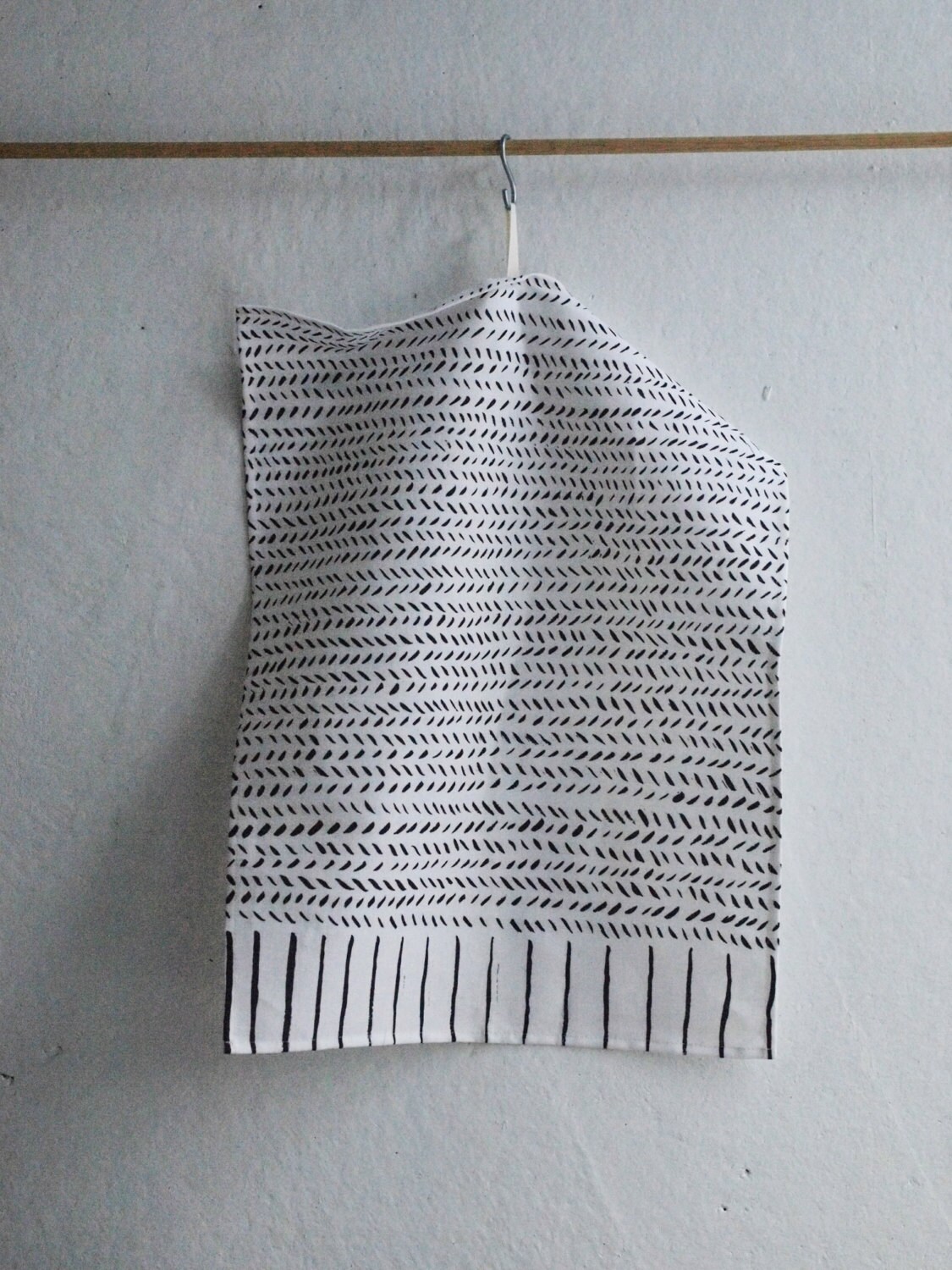 Lines kitchen towel black and white kitchen towel by HeidiValkola