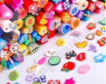 Polymer Clay Cane Slices in Assorted Designs for Nail Art, Kawaii Foods, Scrapbooking and Crafting