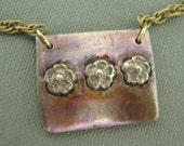 Mixed Metals Rustic Pendant Necklace, Metal Clay jewelry, jewelry on sale, flower pendant
