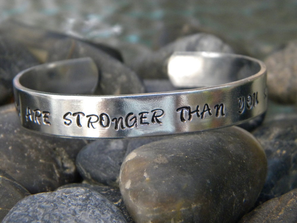 FK CANCER bracelet You are stronger than you know by WordyWoman