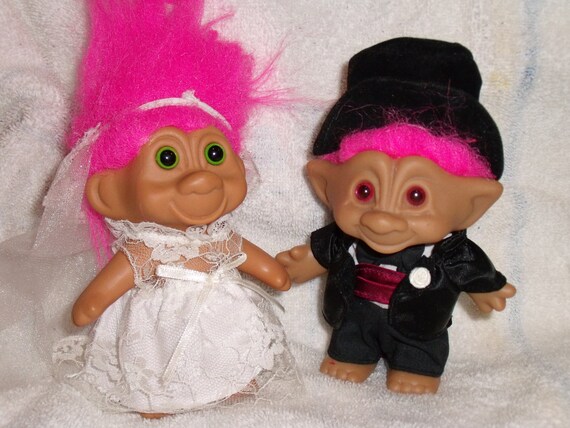 Bride and Groom Troll Dolls- Cake Toppers, Dolls, Friends