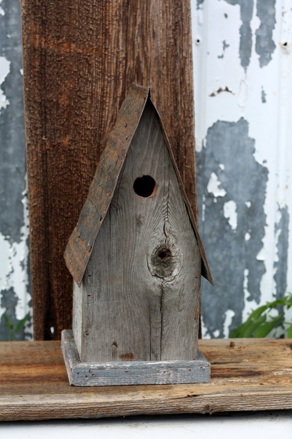 Reclaimed Wood Bird House With Steel Roof. ON SALE