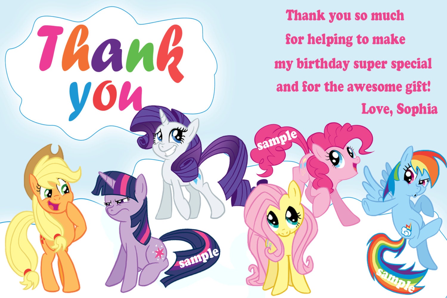 My little pony thank you card My little pony by SuperBirthdayParty