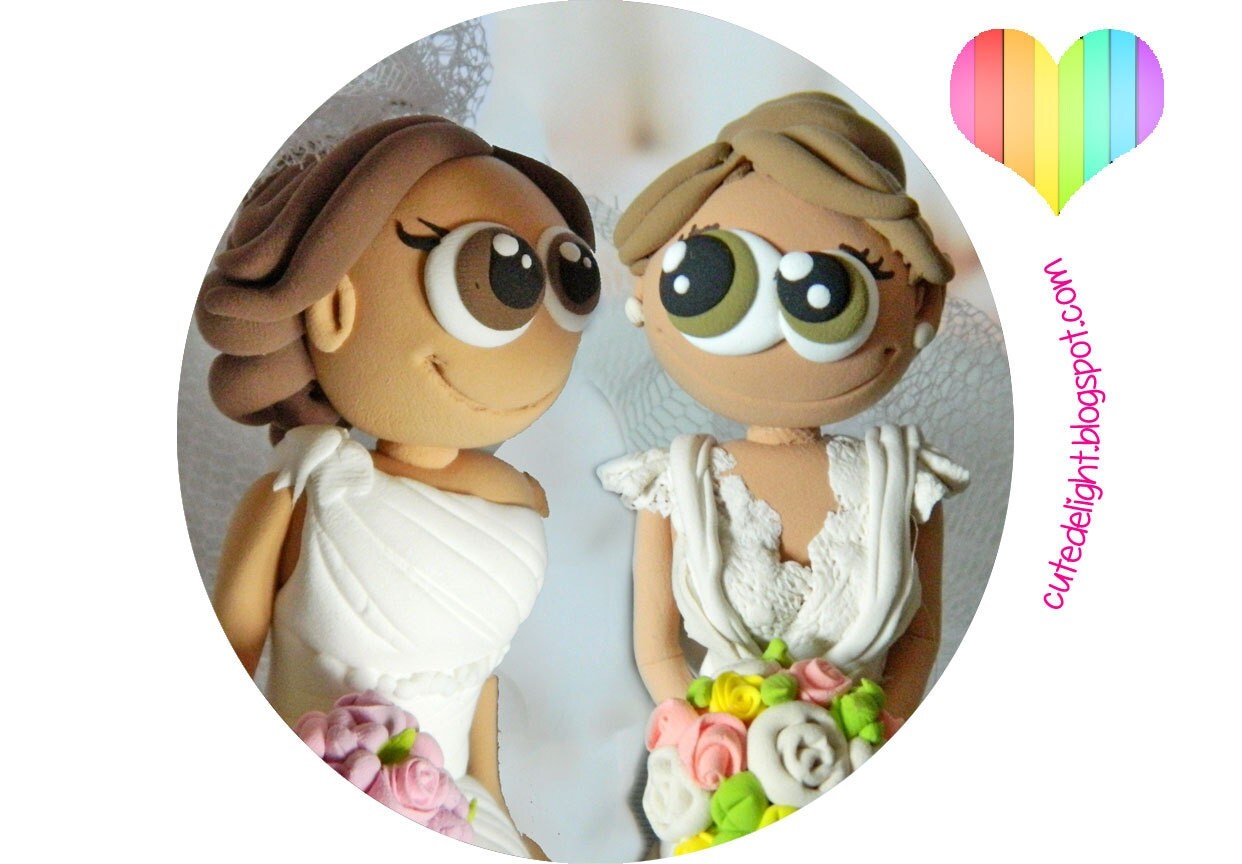 Brides Wedding Cake Topper Same Sex Cake Topper 2 Brides