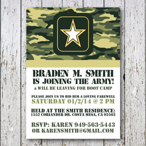 Army going away party invitation