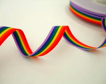 Rainbow ribbon, Gay Pride ribbon, sold in 3m lengths
