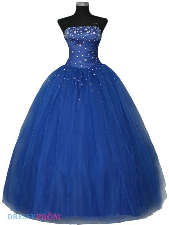 Strapless Prom Dress,Ball Gown Prom Dress,Royal Blue Prom Dress,Lace Up, Organza Prom Dress,Royal Blue Wedding Dress,Empire Prom Dress 8057