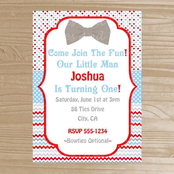 Bow Tie Birthday Invitations 3